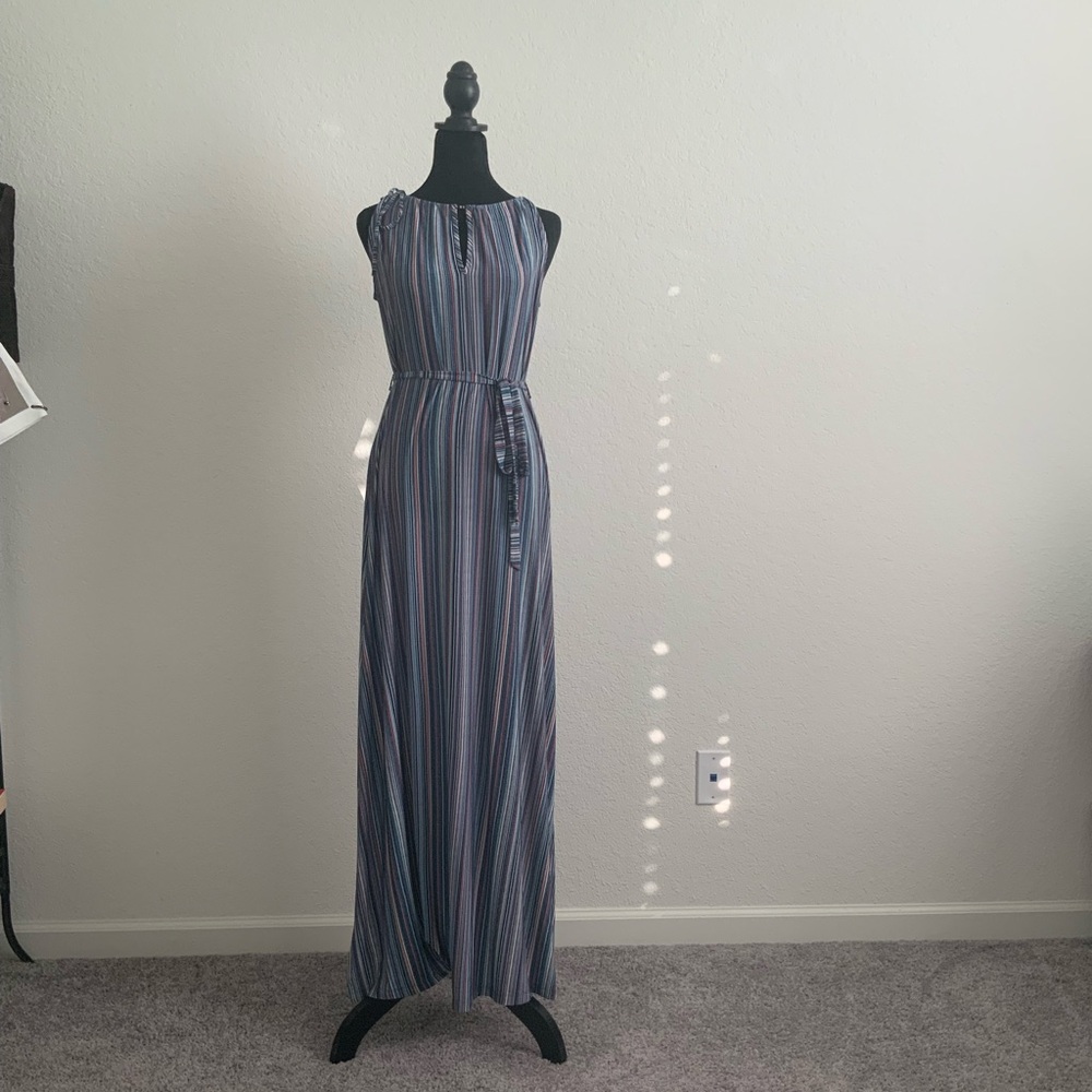Veronica M Blue and Pink Striped Maxi Dress